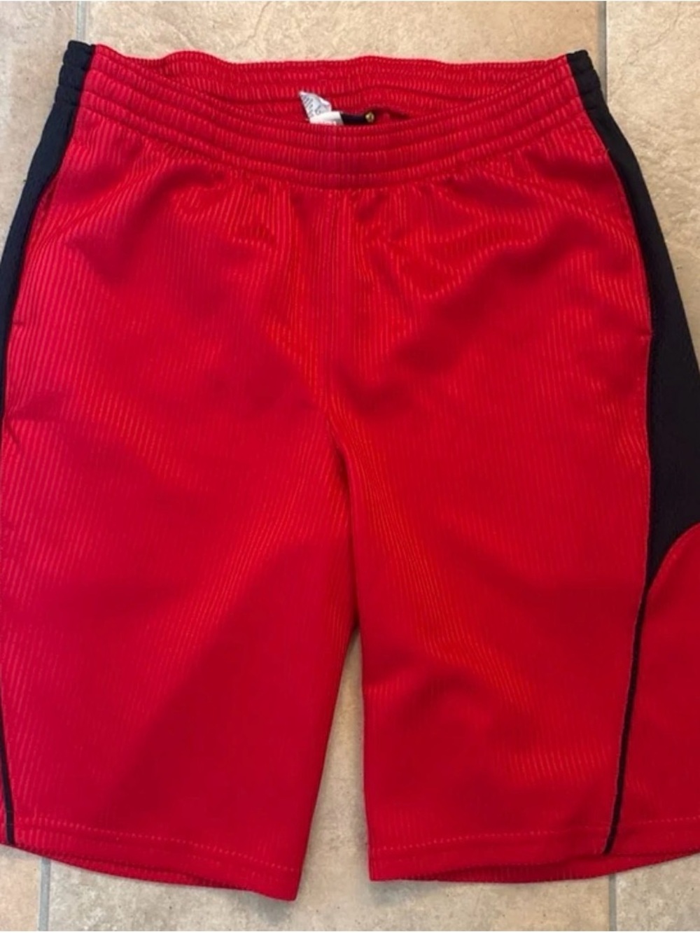 Under Armour Red Shorts with Black Side Panels Size L